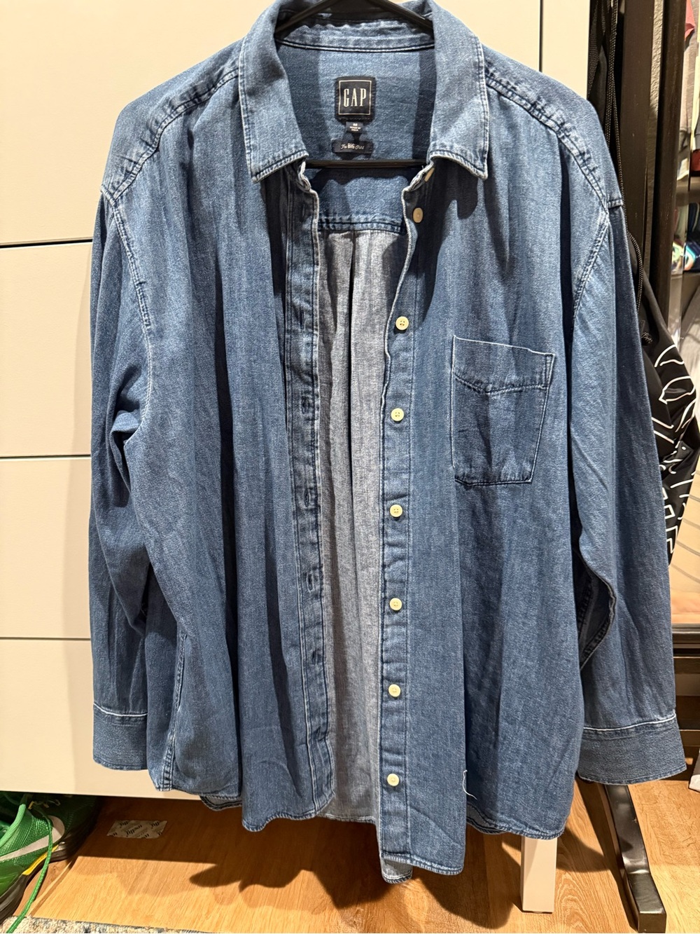 GAP Men's Denim Button-Up Shirt Jacket - Blue